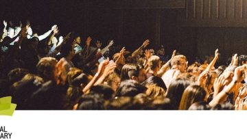Worship crowd with logo, 2